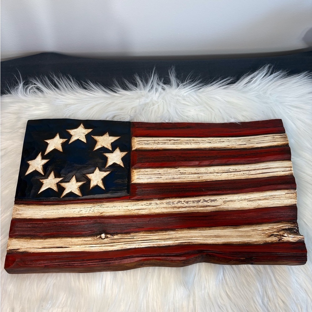 (140) Rustic looking American Flag Wall Art